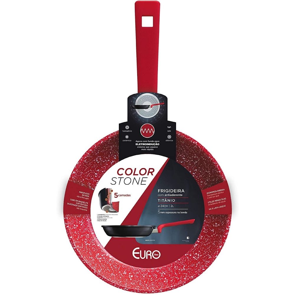 Frigideira com Alumínio Antiaderente Euro Home Color Stone - Volcano