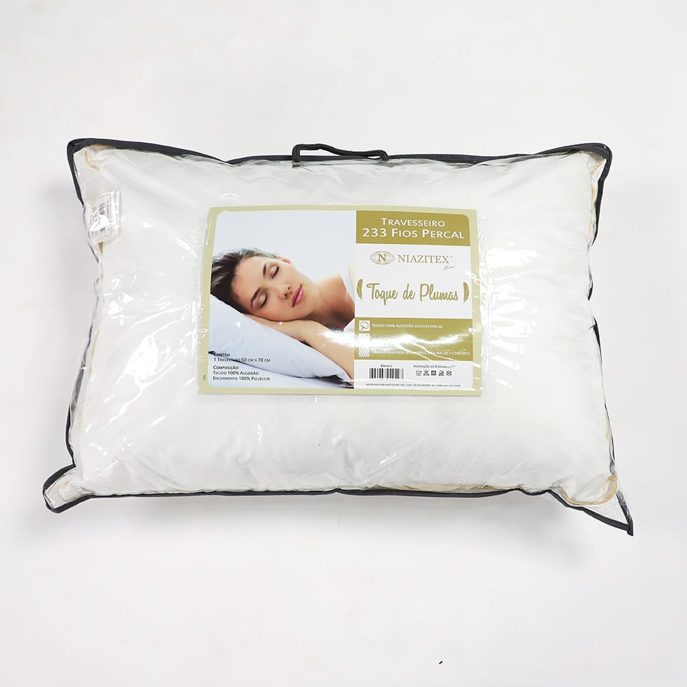 Travesseiro Niazitex Toque De Plumas 0,50 x 0,70 Branco