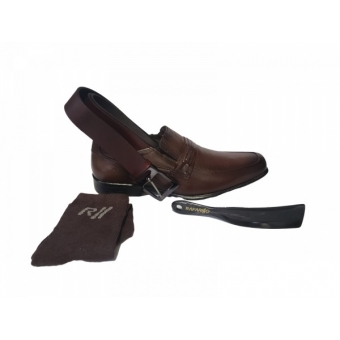 Kit 4 em 1 Sapato Social Rafarillo em Couro Mogno