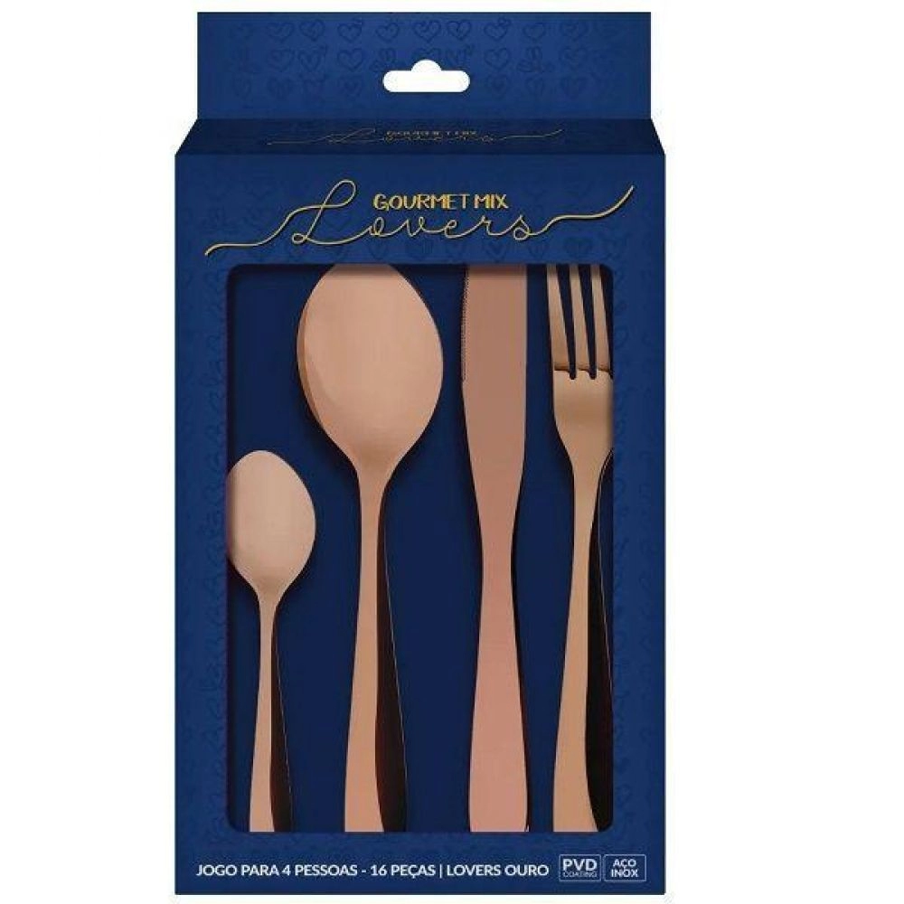 Faqueiro 16 Peças Aço Inox Lovers Gourmet MIX - Cobre