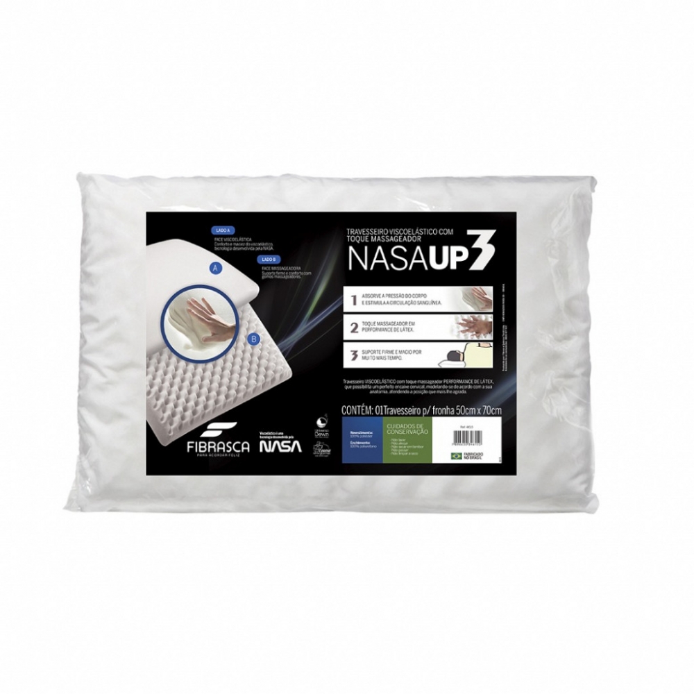 Travesseiro Viscoelástico Suporte Baixo Fibrasca Nasa Up3 - Nasa UP3