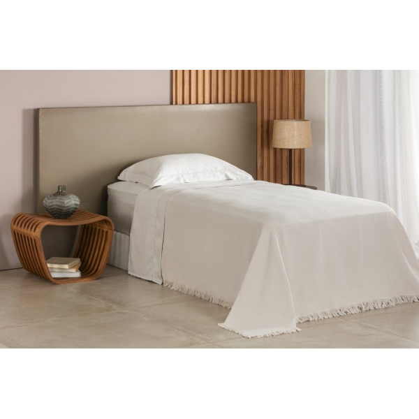 Colcha Solteiro Buddemeyer In Design com Franja - Bege - 1436