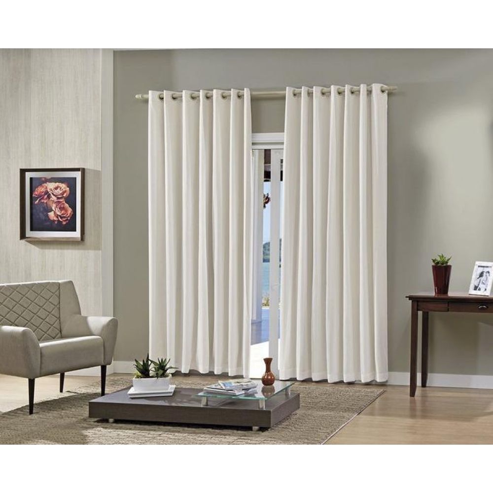Cortina Blackout 3 m x 2,3 m Bella Janela Pratika Lisa Cromo - Areia