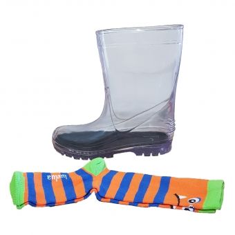 Galocha Infantil Cano Médio Transparente com Meia Luelua