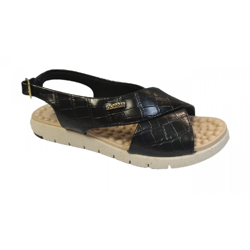 Sandália Feminina Modare Croco Benin - Preto
