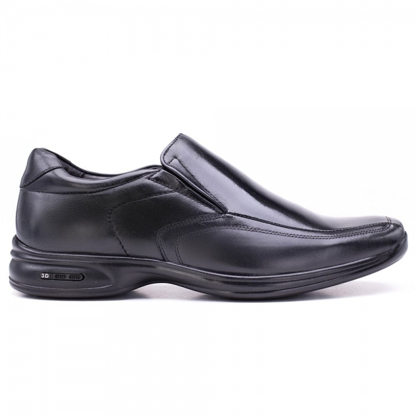 Sapato Masculino Casual Jota Pe 3D Vision em Couro - Preto