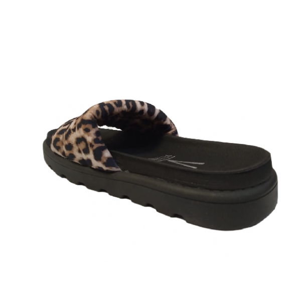 Sandália Feminina Flats Vizzano Lycra Onça Zurique - Bege