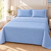 Colcha Piquet Casal 3 Peças Teka Gênova 100% Algodão 235g/m² - Azul