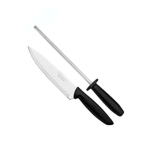 Jogo de Faca com Chaira Tramontina Inox Plenus
