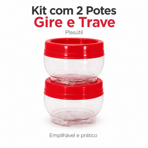 Kit 2 Potes Organizadores Gire E Trave 155ml Porta Temperos