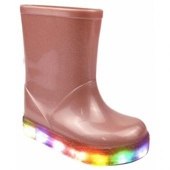 Galocha Flat Led Infantil LueLua Rosê Perolado