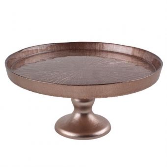 Centro de Mesa L´Hermitage com Pé em Vidro Ø32 x 14 cm Cobre
