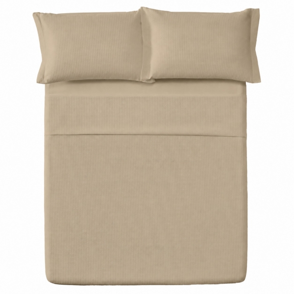 Colcha Piquet Casal 3 Peças Teka Gênova 100% Algodão 235g/m² - Bege