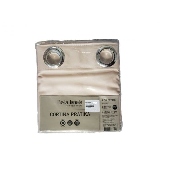 Cortina Blackout 3,0 x 1,7 m Bella Janela Pratika Lisa Cromo - Bali