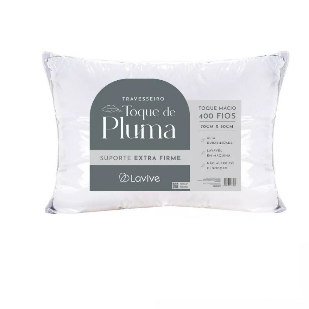 Travesseiro Suporte Extra Firme Lavive Toque Pluma 400 Fios