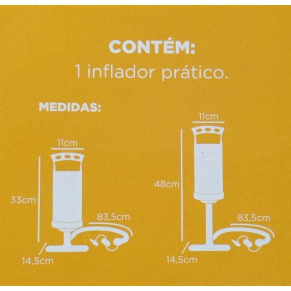 Inflador Prático Dupla Ação Preto Mor