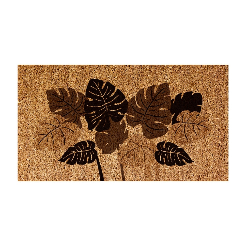 Capacho de Porta Fibra de Coco Uzoo 66 cm x 33 cm - Botanico Folhagem Marrom