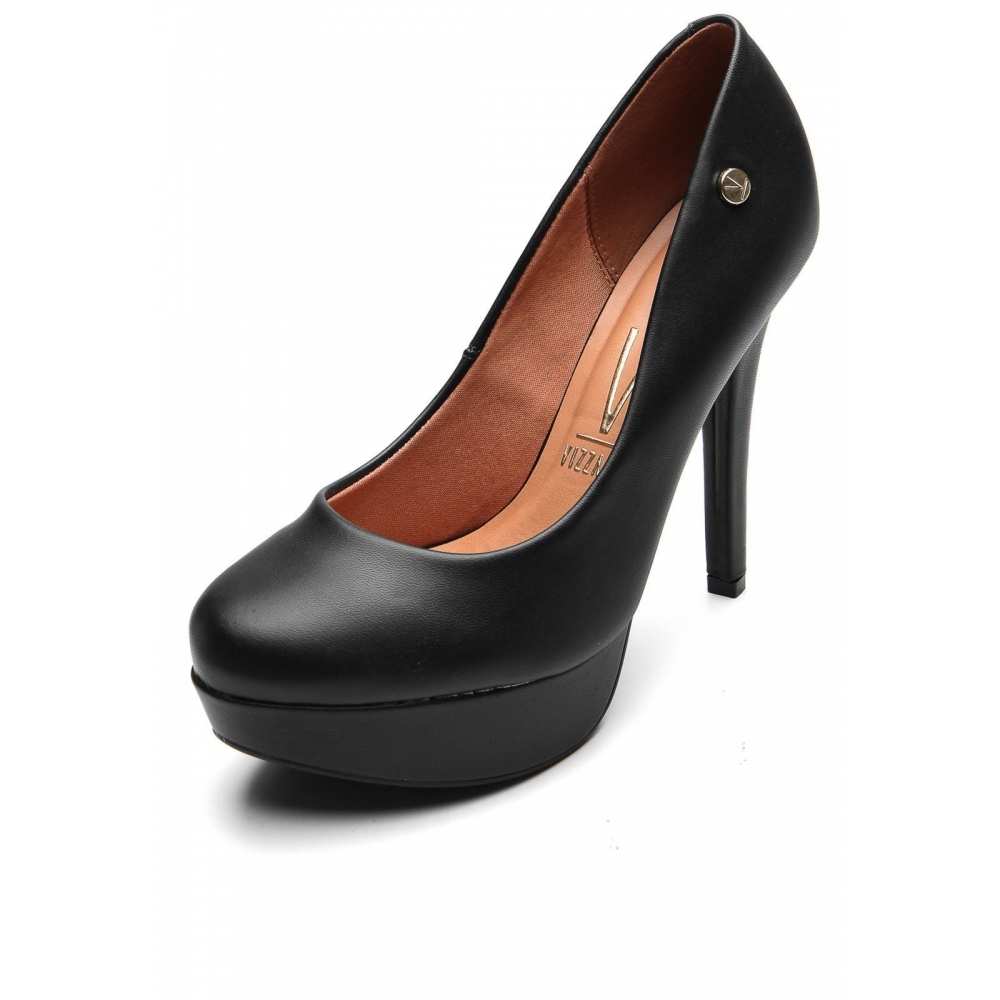 Scarpin Vizzano Salto Alto Meia Pata Preto - Preto