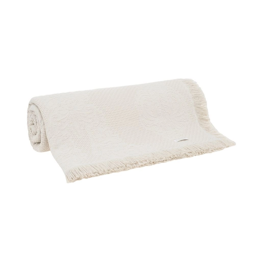 Colcha Queen Buddemeyer Medalhão com Franja - Bege 1769