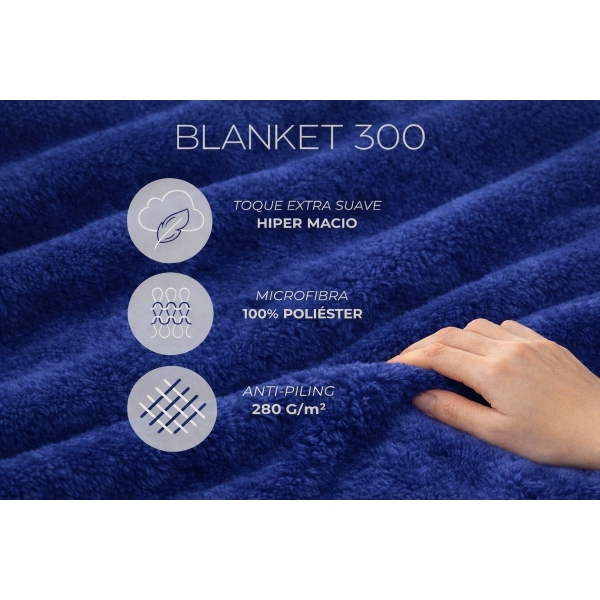 Cobertor Solteiro Kacyumara Blanket 300 Toque de Seda - Azul Escuro