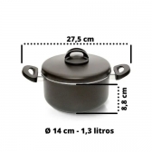 Caçarola com Tampa 14cm - 1,3L Nigro Eterna Preta