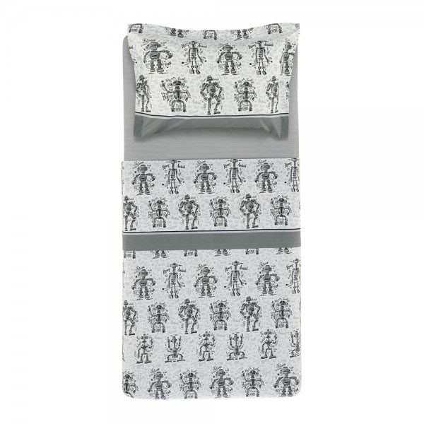 Kit Colcha Solteiro Infantil 2 pçs Karsten 180 Fios Robôs