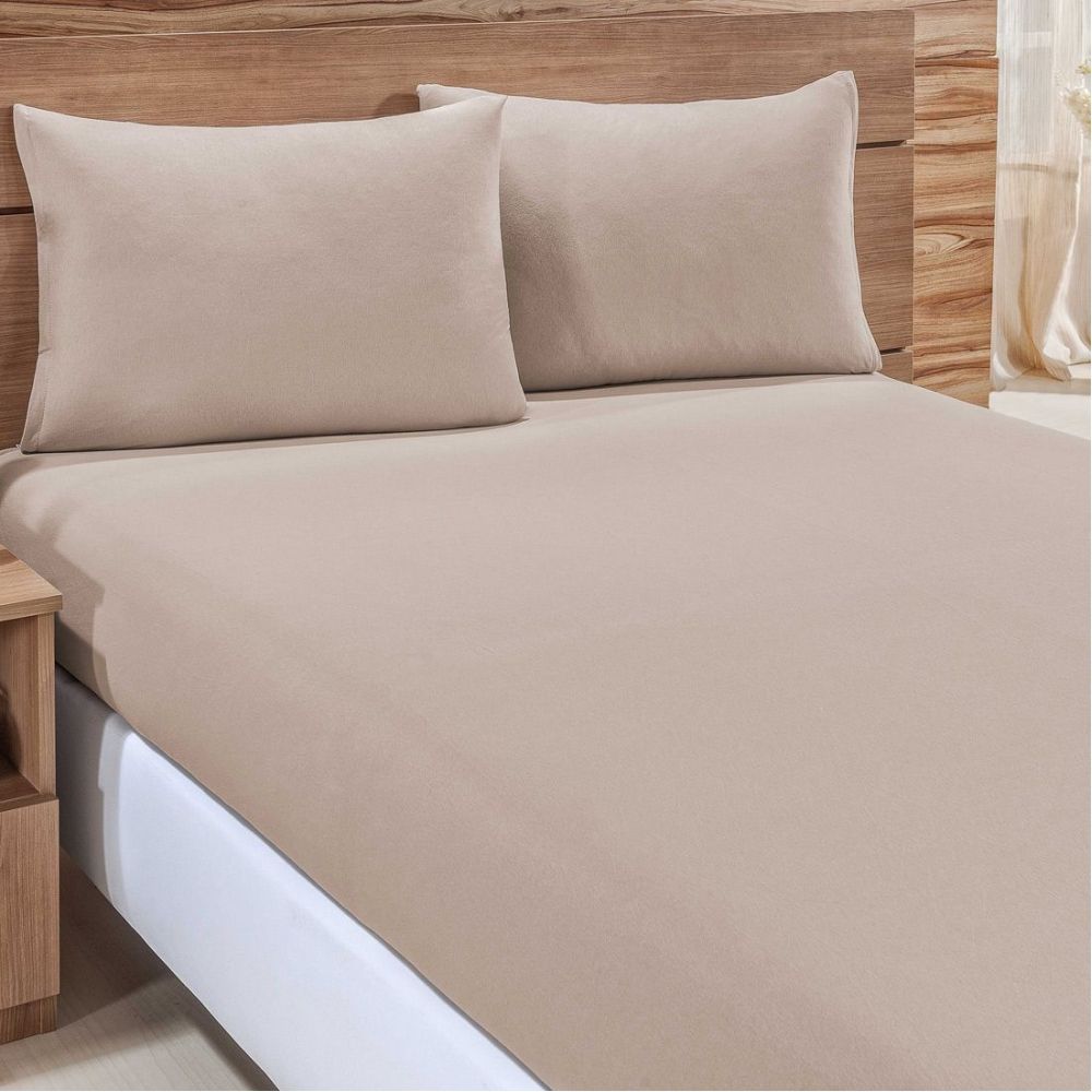 Jogo de Cama Casal Malha 3 Peças Venesa Ternura - kaki