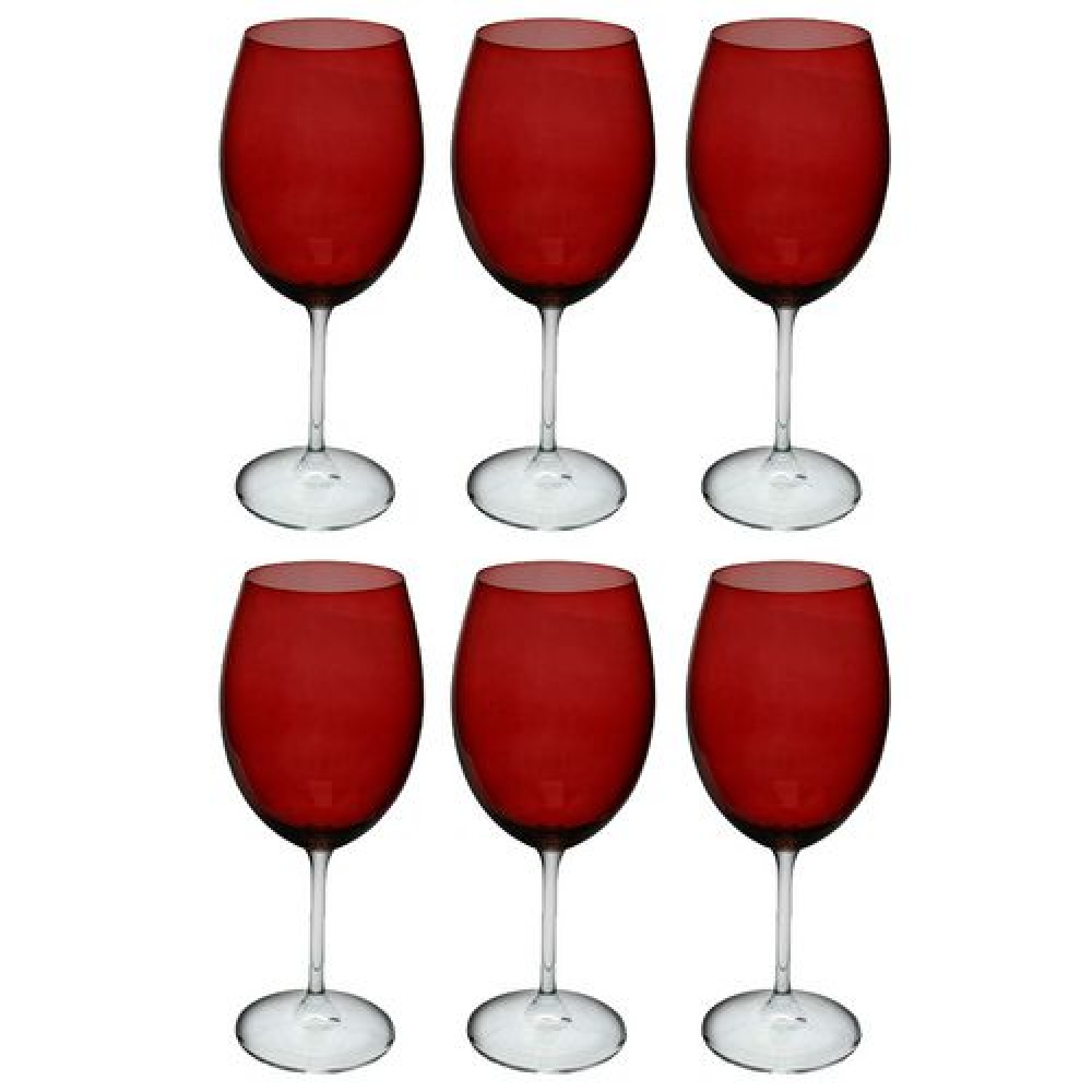 Jogo de 6 Taças p/ Água 580ml Gastro Bohemia Crystal - Vermelho Carmim