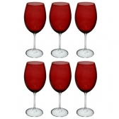 Jogo de 6 Taças p/ Água 580ml Gastro Bohemia Crystal - Vermelho Carmim