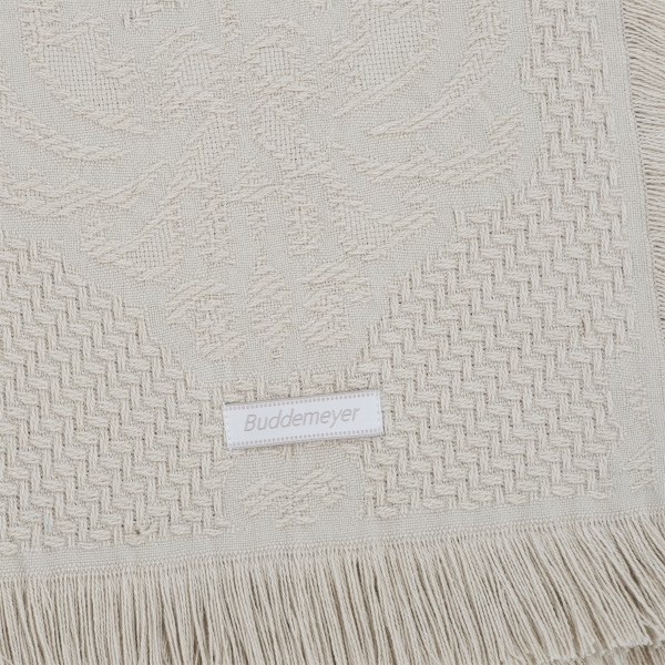 Colcha Solteiro Buddemeyer Medalhão com Franja - Bege - 1769
