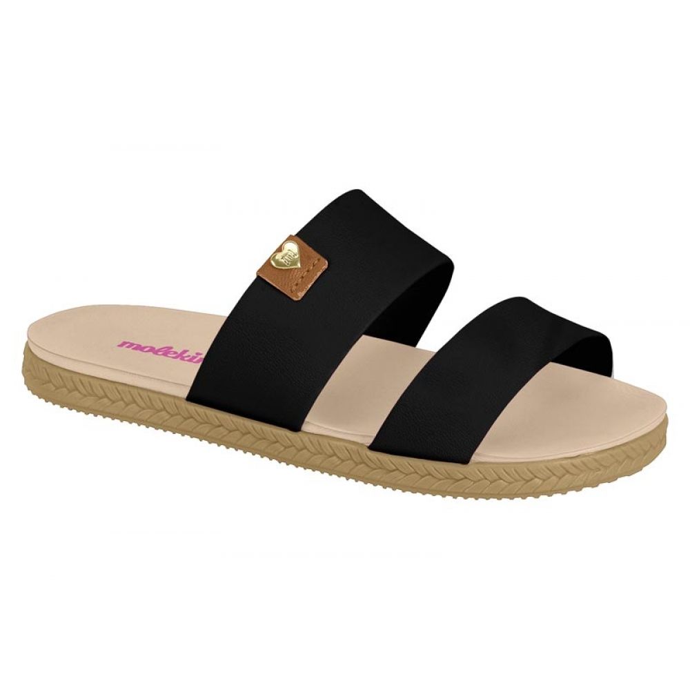 Rasteirinha Infantil Molekinha Duas Tiras - Preto