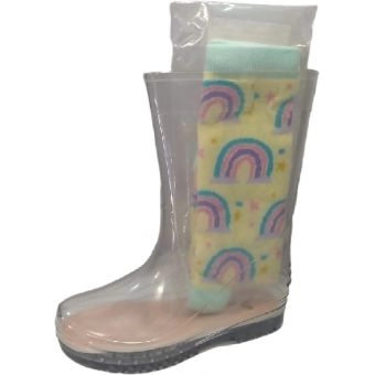 Galocha Infantil com Meias LueLua Cristal Nude Cano Longo