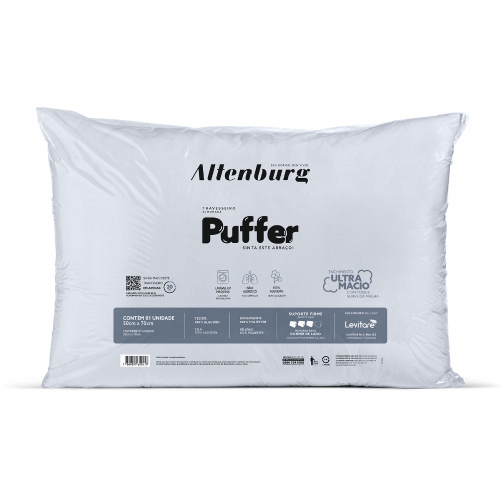 Travesseiro Ultra Macio Altenburg Puffer 50 cm x 70 cm - Branco