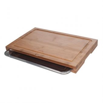 Tábua de Corte em Bambu com Bandeja Aço Inox Dynasty