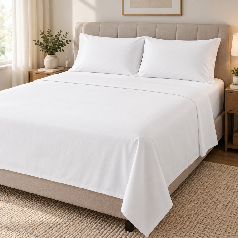 Jogo de Cama Casal 4 peças Teka Diamante 150 Fios - Branco 012
