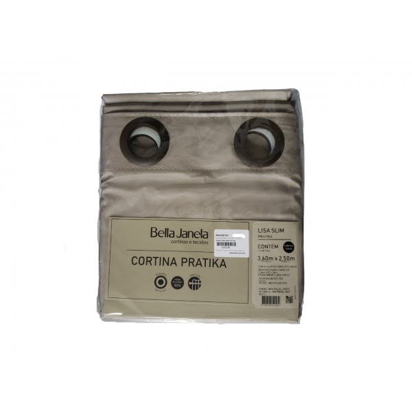 Cortina Blackout  3,6 x 2,5 m Bella Janela Pratika Lisa Slim - Taupe