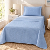 Colcha Piquet Solteiro 2 Peças Teka Gênova 100% Algodão 235g/m² - Azul