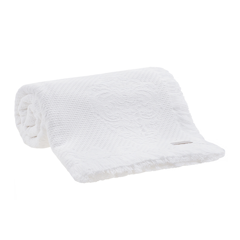 Colcha Solteiro Buddemeyer Medalhão com Franja - Branco - 1011