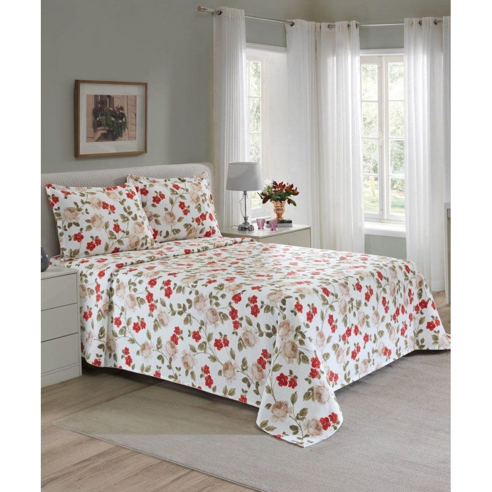 Kit Colcha Casal Dohler Piquet Floral Vera