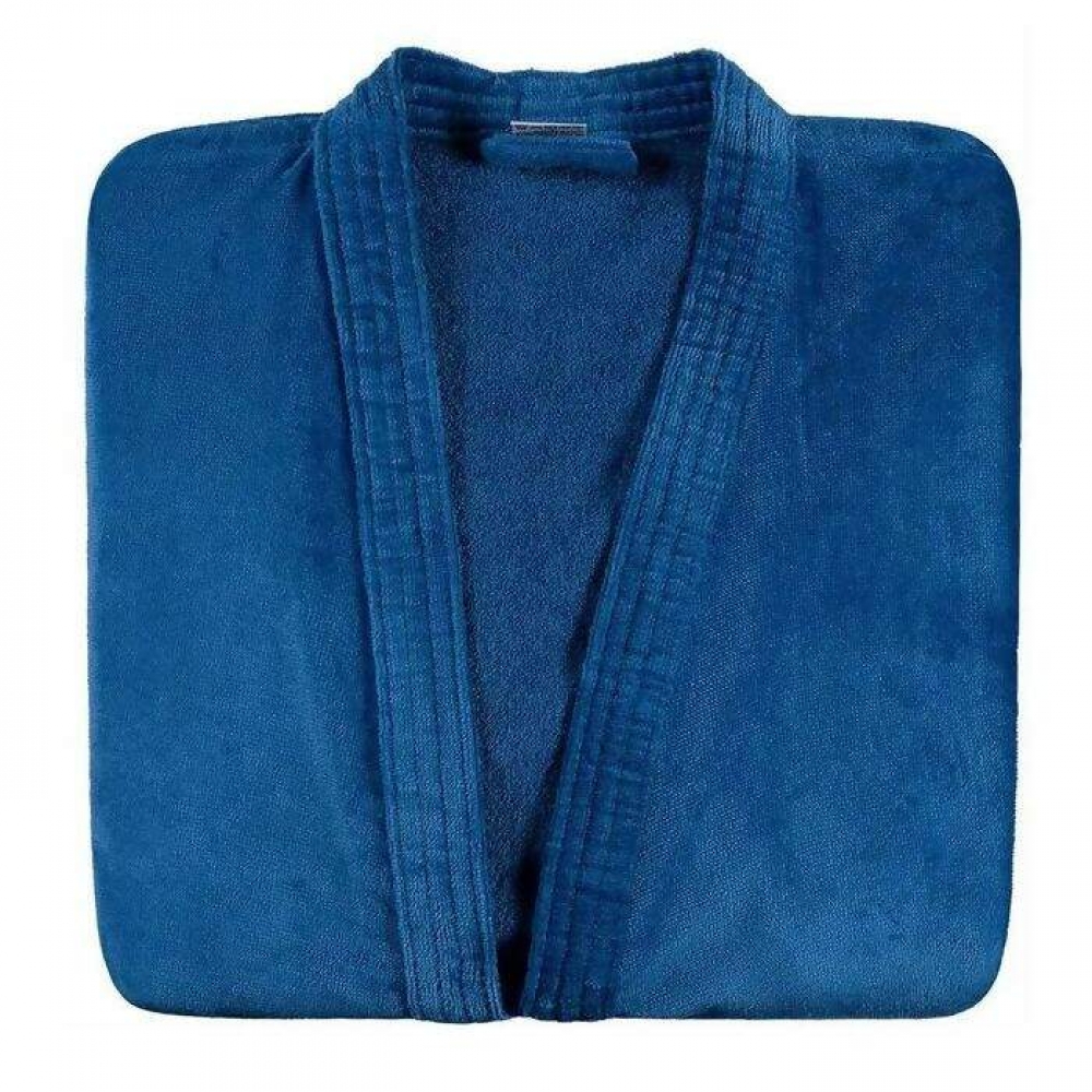 Roupão Adulto com Manga Dohler Velour Confort 100% Algodão - Azul