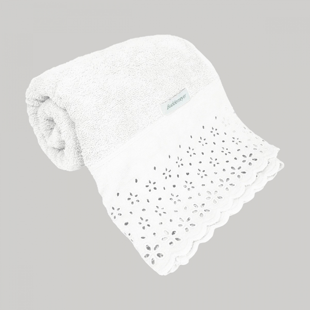 Toalha de Rosto c/ Renda Bordada Buddemeyer Crystal - Branco 1011