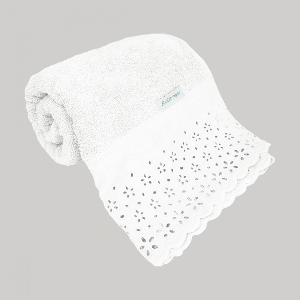 Toalha de Rosto c/ Renda Bordada Buddemeyer Crystal - Branco 1011