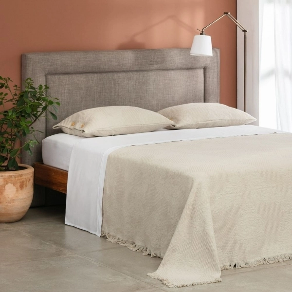 Colcha Queen Buddemeyer Medalhão com Franja - Bege 1769