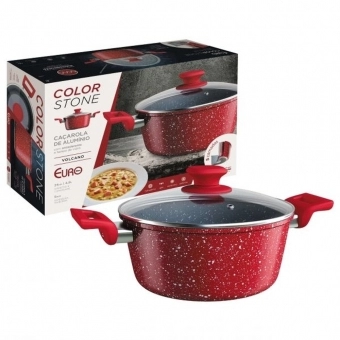Caçarola Antiaderente Indução Volcano 24 cm Euro Color Stone