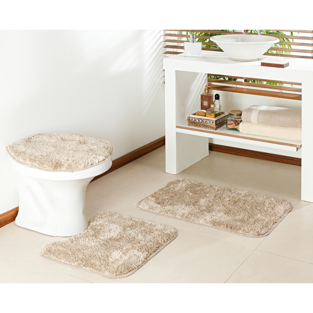 Kit Tapete de Banheiro 3 peças Oasis Classic - Pérola
