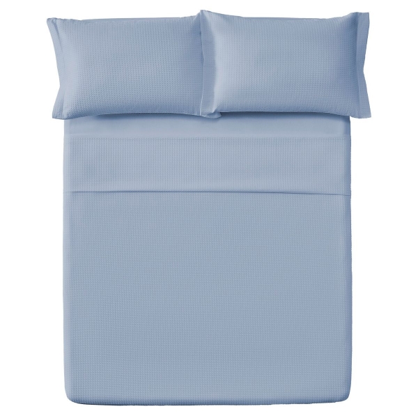 Colcha Piquet Casal 3 Peças Teka Gênova 100% Algodão 235g/m² - Azul