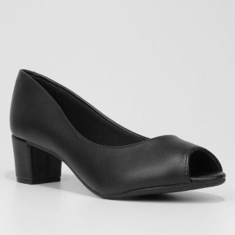 Sapato Feminino Beira Rio Peep Toe Salto Baixo Napa Turim