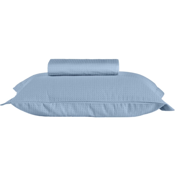 Colcha Piquet Solteiro 2 Peças Teka Gênova 100% Algodão 235g/m² - Azul