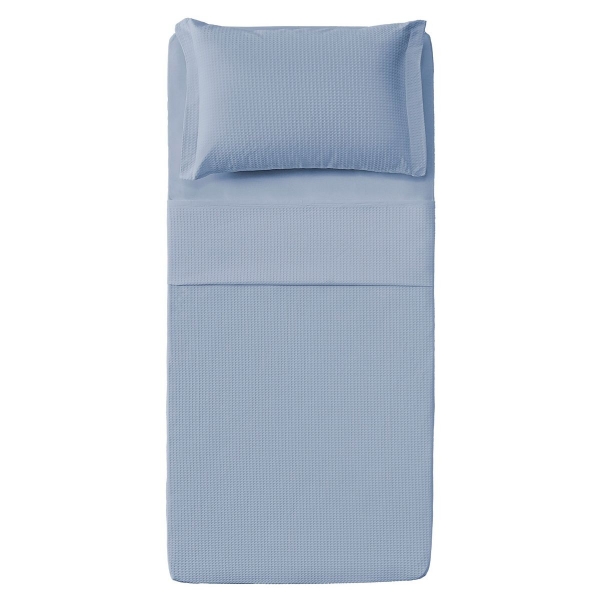 Colcha Piquet Solteiro 2 Peças Teka Gênova 100% Algodão 235g/m² - Azul
