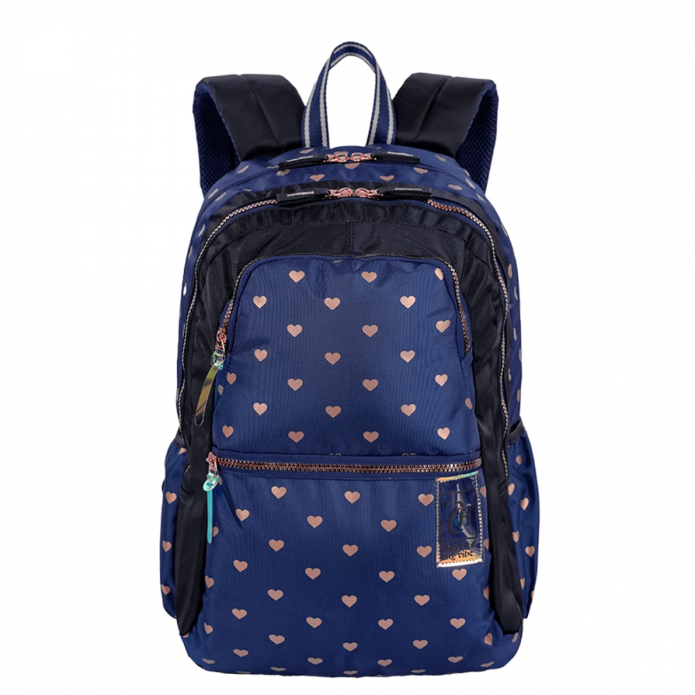 Mochila Grande Sestini 2 Compartimento Capricho Wishes - Azul